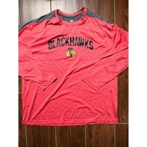 NHL Chicago Blackhawks Long Sleeve Shirt‎ Mens 2XL Red Grey Heather Fan Gear